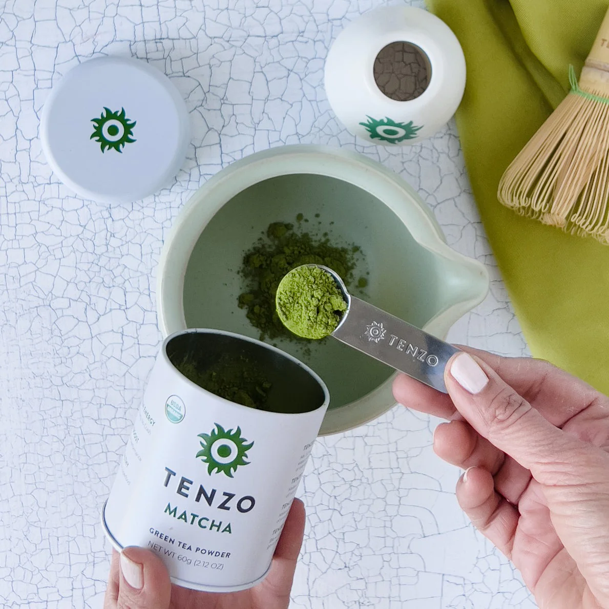 Green Matcha Bowl With Pour Spout - Image 4